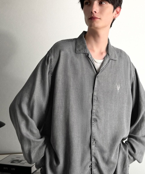 Classical Origin(クラシカルオリジン)の「「至福のひととき。」ルーズフィットオープンカラーデニムシャツ(長袖)/Loose Fit Open Collar Denim Shirt(シャツ/ブラウス・メンズ・ブラック/グレー/インディゴブルー・LARGE/MEDIUM/SMALL)」の22枚目の写真