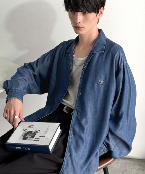 Classical Origin(クラシカルオリジン)の「「至福のひととき。」ルーズフィットオープンカラーデニムシャツ(長袖)/Loose Fit Open Collar Denim Shirt(シャツ/ブラウス・メンズ・ブラック/グレー/インディゴブルー・LARGE/MEDIUM/SMALL)」の21枚目の写真
