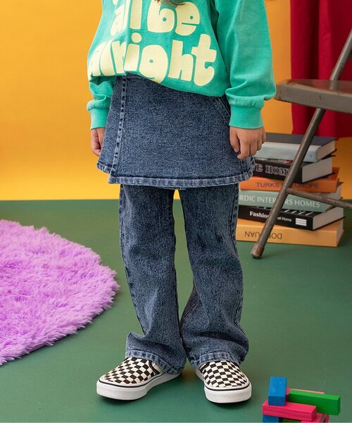 BREEZE(ブリーズ)の「Im Jelly!ケミカルデニムスカート&パンツ セット(デニムパンツ・キッズ・インディゴブルー・90/100/110/120/130/140)」の1枚目の写真