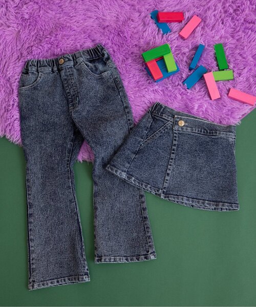 BREEZE(ブリーズ)の「Im Jelly!ケミカルデニムスカート&パンツ セット(デニムパンツ・キッズ・インディゴブルー・90/100/110/120/130/140)」の6枚目の写真