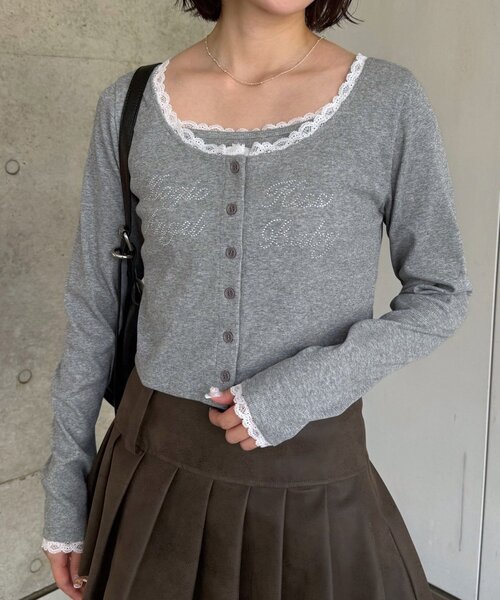 tシャツ 「mline」レース ストーンキャミSET レディース mline]レース ストーンキャミSET（Tシャツ/カットソー）｜mline