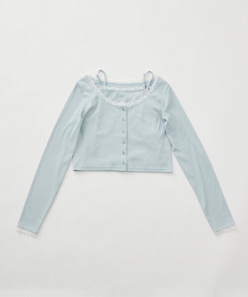 mline（エムライン）の「[mline]レース ストーンキャミSET（Tシャツ/カットソー・レディース・ネイビー/グレー/ブルー/アイボリー・FREE）」の9枚目の写真