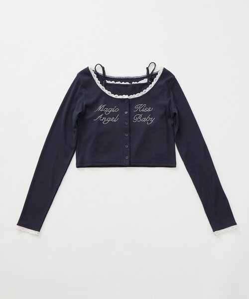 mline（エムライン）の「[mline]レース ストーンキャミSET（Tシャツ/カットソー・レディース・ネイビー/グレー/ブルー/アイボリー・FREE）」の14枚目の写真