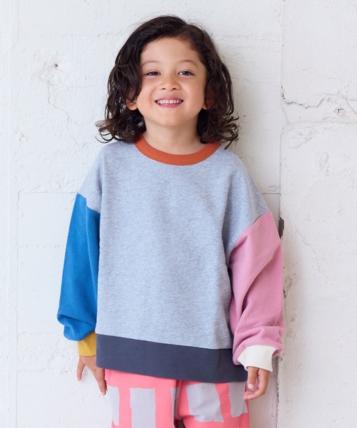 Life Support Products（ライフサポートプロダクツ）の「裏毛ムジトレーナー（スウェット・キッズ・ホワイト系その他/オフホワイト/ブルー/グレー系その他/杢グレー/ピンク/キャメル/グレー系その他2/オレンジ/チャコール・95/90/100/80/110/150/140/130/120）」の4枚目の写真