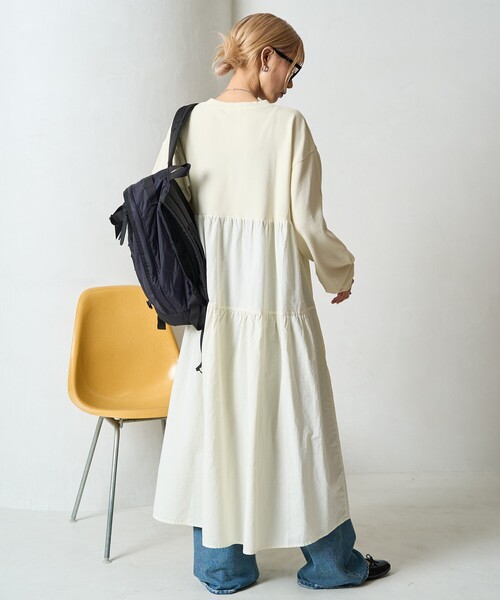 FREAK'S STORE（フリークスストア）の「限定展開　ピグメント 加工 ティアード 切り替え ワンピース（ワンピース・レディース・スミクロ/ベージュ/ネイビー/レッド/グリーン/ナチュラル・SMALL/MEDIUM）」の20枚目の写真