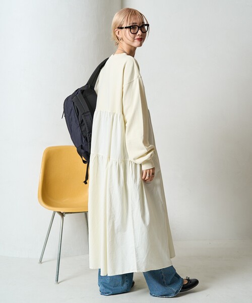 FREAK'S STORE（フリークスストア）の「限定展開　ピグメント 加工 ティアード 切り替え ワンピース（ワンピース・レディース・スミクロ/ベージュ/ネイビー/レッド/グリーン/ナチュラル・SMALL/MEDIUM）」の21枚目の写真