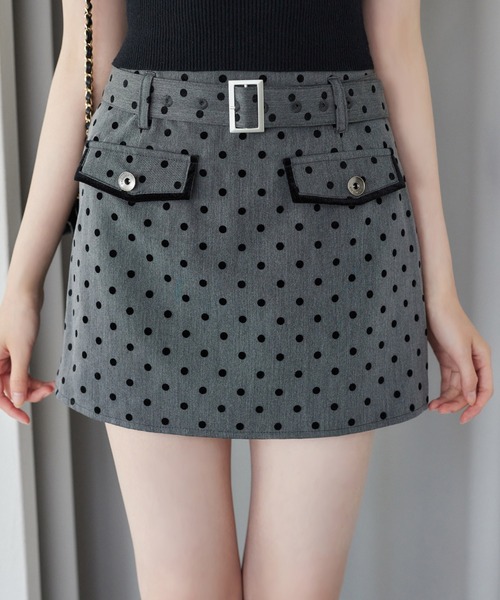セール】【セットアップ対応】ベルト付きパイピングミニスカート