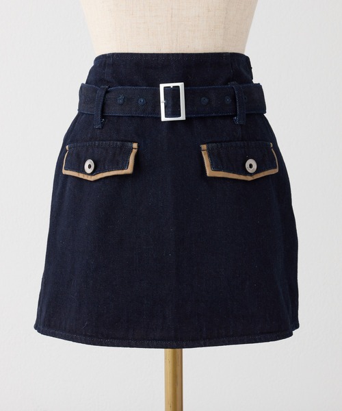 セール】【セットアップ対応】ベルト付きパイピングミニスカート