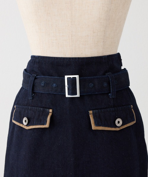 one after another NICE CLAUP(ワンアフターアナザーナイスクラップ)の「【セットアップ対応】ベルト付きパイピングミニスカート(スカート・レディース・ブルー/グレー系その他/ネイビー・FREE)」の16枚目の写真