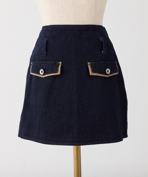 ベルト付きパイピングミニスカートジャケットセット one after another NICE CLAUP スカート 「セットアップ対応」ベルト