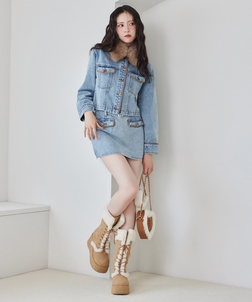 one after another NICE CLAUP(ワンアフターアナザーナイスクラップ)の「【セットアップ対応】ベルト付きパイピングミニスカート(スカート・レディース・ブルー/グレー系その他/ネイビー・FREE)」の18枚目の写真