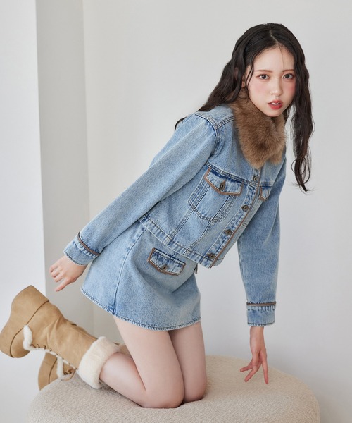 one after another NICE CLAUP(ワンアフターアナザーナイスクラップ)の「【セットアップ対応】ベルト付きパイピングミニスカート(スカート・レディース・ブルー/グレー系その他/ネイビー・FREE)」の20枚目の写真