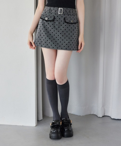 セール】【セットアップ対応】ベルト付きパイピングミニスカート