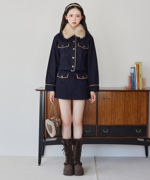 one after another NICE CLAUP(ワンアフターアナザーナイスクラップ)の「【セットアップ対応】ベルト付きパイピングミニスカート(スカート・レディース・ブルー/グレー系その他/ネイビー・FREE)」の21枚目の写真