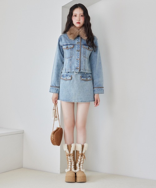 one after another NICE CLAUP(ワンアフターアナザーナイスクラップ)の「【セットアップ対応】ベルト付きパイピングミニスカート(スカート・レディース・ブルー/グレー系その他/ネイビー・FREE)」の17枚目の写真