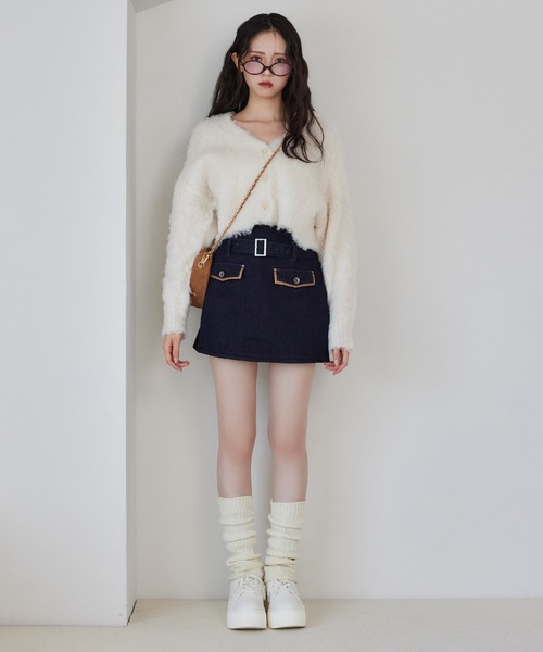 セール】【セットアップ対応】ベルト付きパイピングミニスカート