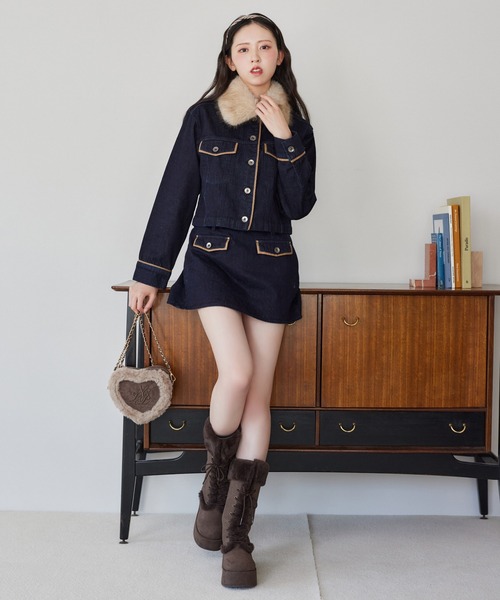 【てゃ】NICE CLAUP ベルト付きパイピングミニスカート セール】【セットアップ対応】ベルト付きパイピングミニスカート