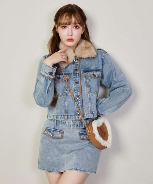 one after another NICE CLAUP(ワンアフターアナザーナイスクラップ)の「【セットアップ対応】ベルト付きパイピングミニスカート(スカート・レディース・ブルー/グレー系その他/ネイビー・FREE)」の6枚目の写真