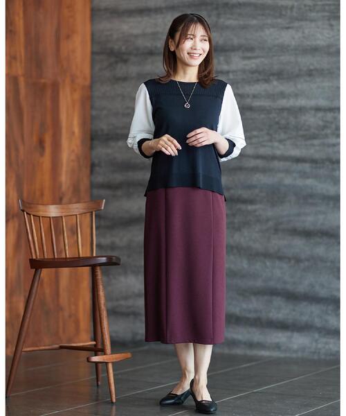 Reflect(リフレクト)の「【WEB先行カラーあり/手洗い可】ジョーゼットスリーブ×ニット(Tシャツ/カットソー・レディース・グレー系その他5/ピンク系その他2/ネイビー系4/ブラック系4・07/09/11/13/15 )」の5枚目の写真