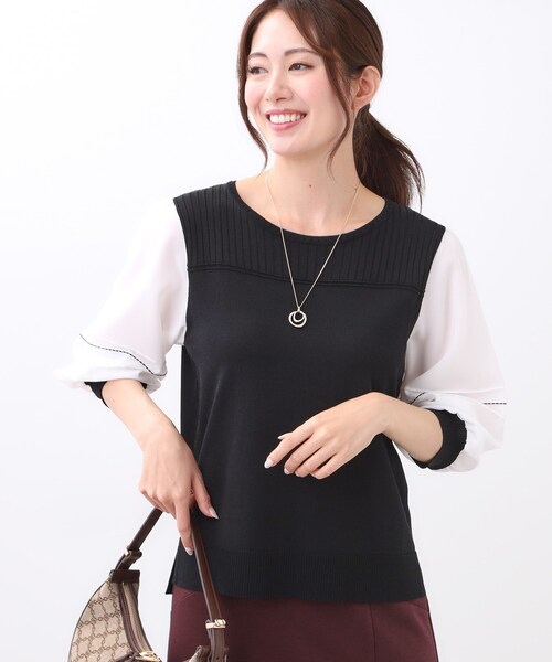 Reflect(リフレクト)の「【WEB先行カラーあり/手洗い可】ジョーゼットスリーブ×ニット(Tシャツ/カットソー・レディース・グレー系その他5/ピンク系その他2/ネイビー系4/ブラック系4・07/09/11/13/15 )」の17枚目の写真