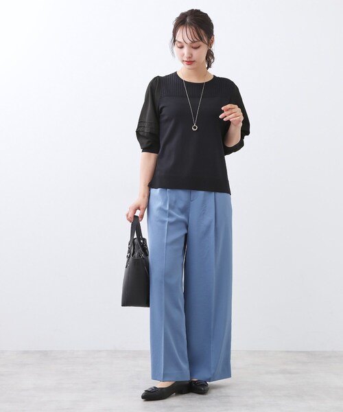 Reflect(リフレクト)の「【WEB先行カラーあり/手洗い可】ジョーゼットスリーブ×ニット(Tシャツ/カットソー・レディース・グレー系その他5/ピンク系その他2/ネイビー系4/ブラック系4・07/09/11/13/15 )」の11枚目の写真