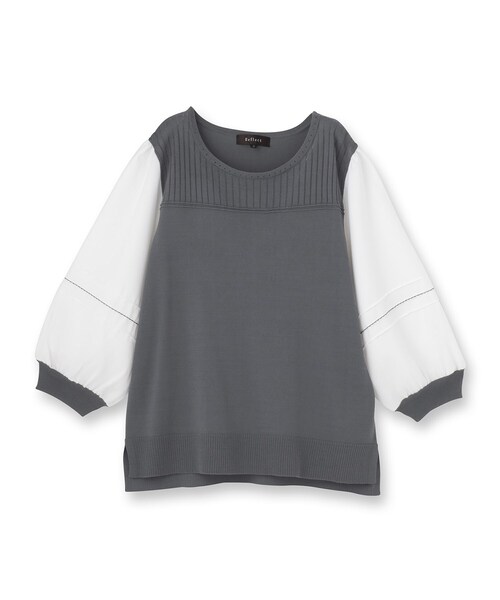 Reflect(リフレクト)の「【WEB先行カラーあり/手洗い可】ジョーゼットスリーブ×ニット(Tシャツ/カットソー・レディース・グレー系その他5/ピンク系その他2/ネイビー系4/ブラック系4・07/09/11/13/15 )」の9枚目の写真