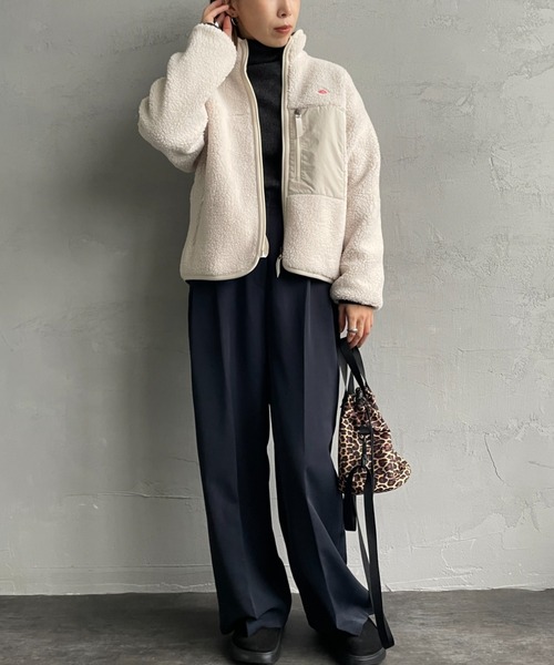 DANTON（ダントン）の「[DANTON/ダントン] スタンドカラー インサレーションボアフリースジャケット（ブルゾン・レディース・アイボリー/ブラック・S/M）」の3枚目の写真