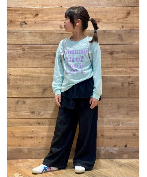 Right-on(ライトオン)の「【VIVIAN BLUE】レースアップワイドデニムパンツ/綿100 (ガールズ/通学/公園/お出かけ/プレゼント)(デニムパンツ・キッズ・ブラック/ダークインディゴブルー・150/160/130/140)」の8枚目の写真