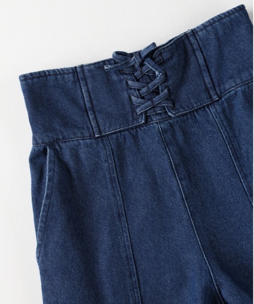 Right-on(ライトオン)の「【VIVIAN BLUE】レースアップワイドデニムパンツ/綿100 (ガールズ/通学/公園/お出かけ/プレゼント)(デニムパンツ・キッズ・ブラック/ダークインディゴブルー・150/160/130/140)」の3枚目の写真