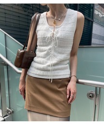 ニットトップwレースアップフロント / Knit Top w/Lace-Up Front