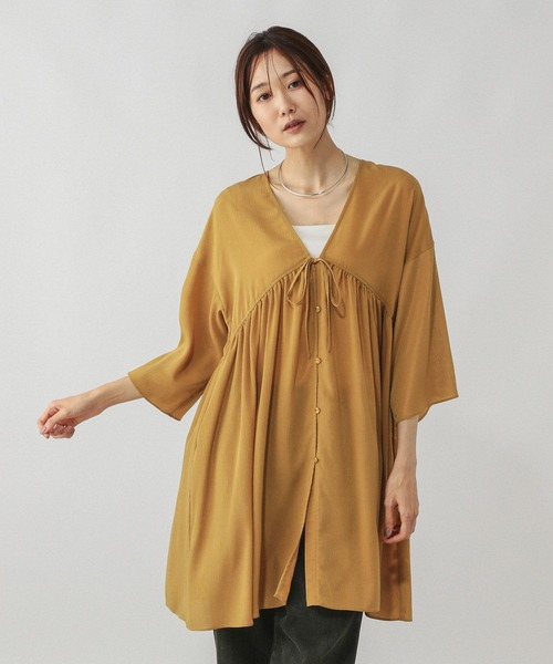GLOBAL WORK（グローバルワーク）の「エアリーリラックスチュニックワンピース/580892（ワンピース・レディース・ブラック/ダークブラウン/マスタード・FREE）」の17枚目の写真