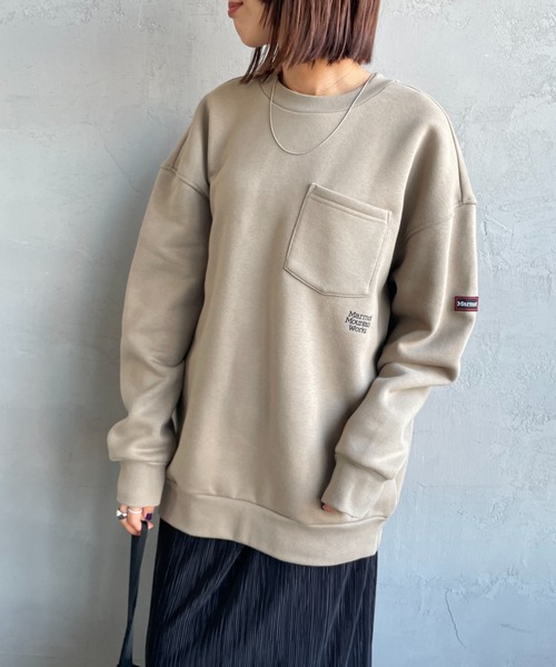 MARMOT（マーモット）の「[Marmot/マーモット] 別注 ワンポイントロゴ ポケットスウェット（スウェット・レディース・ブラック/ベージュ・XL/L/M/S）」の8枚目の写真