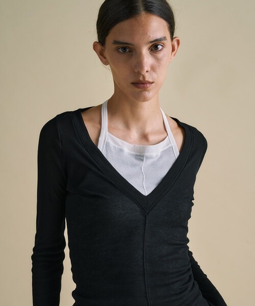 UNITED TOKYO(ユナイテッドトウキョウ)の「【3way】Cool Cotton Cami & Long Tee|ウォッシャブル/細見え/レイヤードトップス(Tシャツ/カットソー・レディース・ブラウン/ブラック/ベージュ・FREE)」の4枚目の写真