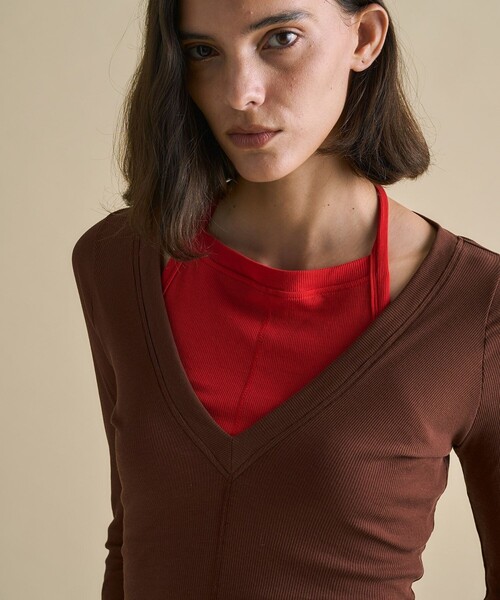 UNITED TOKYO(ユナイテッドトウキョウ)の「【3way】Cool Cotton Cami & Long Tee|ウォッシャブル/細見え/レイヤードトップス(Tシャツ/カットソー・レディース・ブラウン/ブラック/ベージュ・FREE)」の19枚目の写真