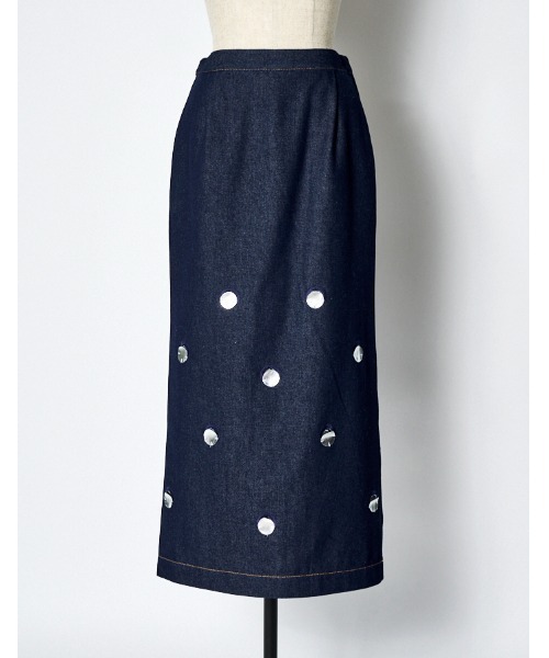 RUMCHE（ラムシェ）の「Denim Dot Mirror Skirt / デニムドットミラースカート（スカート・レディース・インディゴブルー・SMALL/MEDIUM）」の11枚目の写真