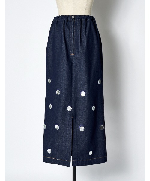 RUMCHE（ラムシェ）の「Denim Dot Mirror Skirt / デニムドットミラースカート（スカート・レディース・インディゴブルー・SMALL/MEDIUM）」の4枚目の写真