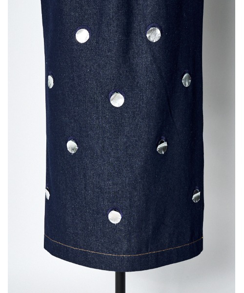 RUMCHE（ラムシェ）の「Denim Dot Mirror Skirt / デニムドットミラースカート（スカート・レディース・インディゴブルー・SMALL/MEDIUM）」の6枚目の写真