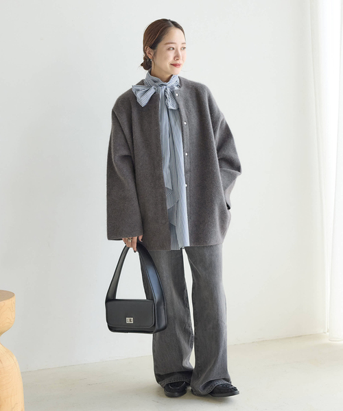 セール】ダブルフェイスコクーンニットジャケット（カーディガン