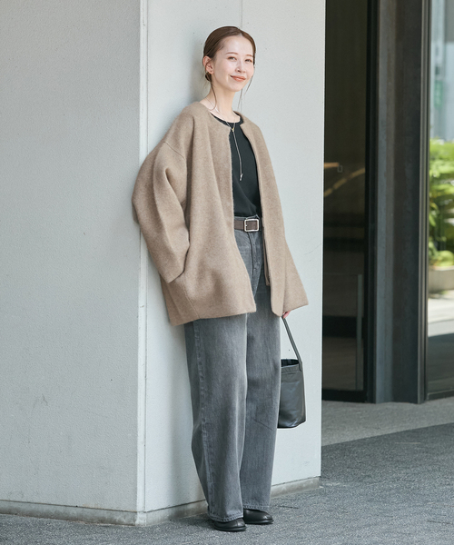 ダブルフェイスコクーンニットジャケット（カーディガン/ボレロ