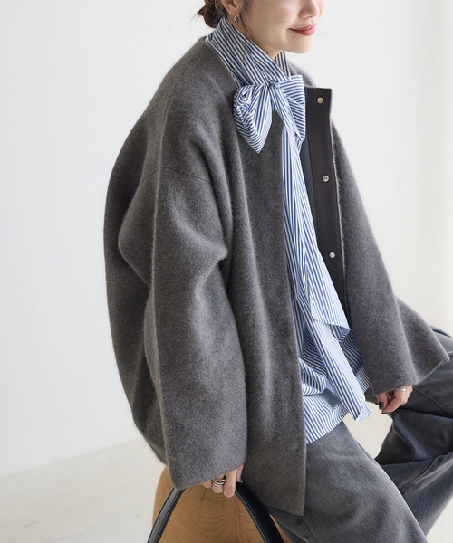 ダブルフェイスコクーンニットジャケット（カーディガン/ボレロ
