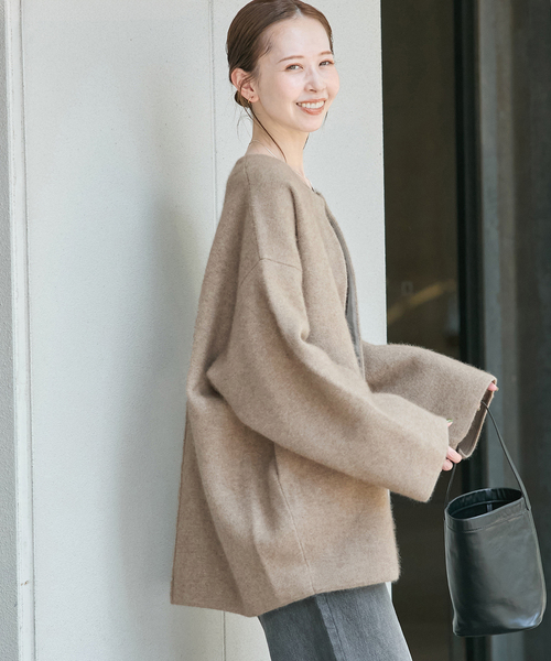 セール】ダブルフェイスコクーンニットジャケット（カーディガン