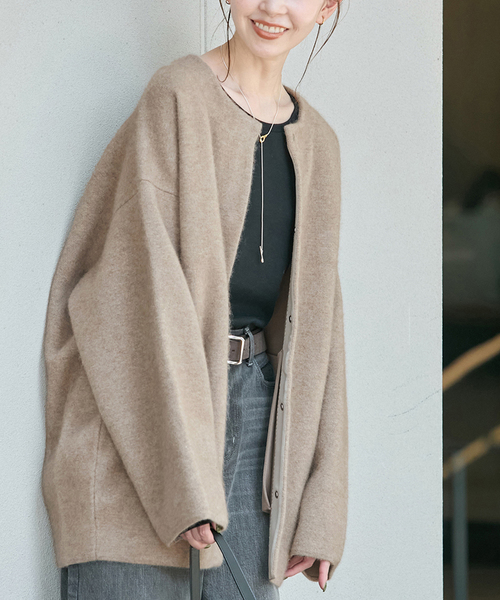 ダブルフェイスコクーンニットジャケット（カーディガン/ボレロ