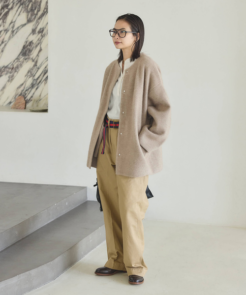 JOURNAL STANDARD（ジャーナルスタンダード）の「ダブルフェイスコクーンニットジャケット（カーディガン/ボレロ・レディース・ベージュ/チャコールグレー・FREE）」の9枚目の写真