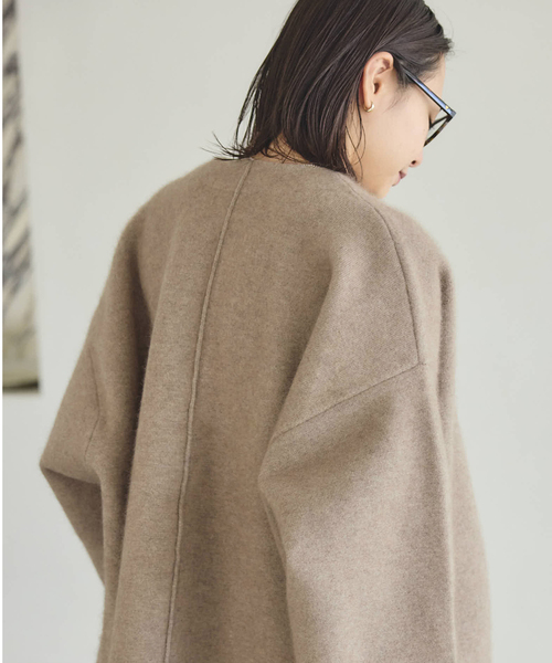 JOURNAL STANDARD（ジャーナルスタンダード）の「ダブルフェイスコクーンニットジャケット（カーディガン/ボレロ・レディース・ベージュ/チャコールグレー・FREE）」の13枚目の写真