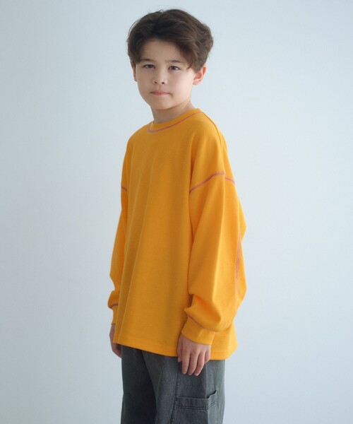 green label relaxing（グリーンレーベルリラクシング）の「ハニカム 配色 プルオーバー / キッズ  100cm-160cm（Tシャツ/カットソー・キッズ・イエロー/ライトブルー/ブラック/オフホワイト・130cm/100cm/110cm/120cm/160cm/150cm/140cm）」の6枚目の写真