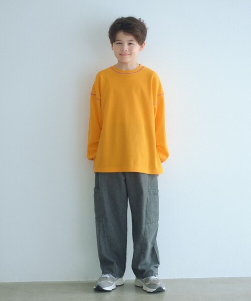 green label relaxing（グリーンレーベルリラクシング）の「ハニカム 配色 プルオーバー / キッズ  100cm-160cm（Tシャツ/カットソー・キッズ・イエロー/ライトブルー/ブラック/オフホワイト・130cm/100cm/110cm/120cm/160cm/150cm/140cm）」の7枚目の写真