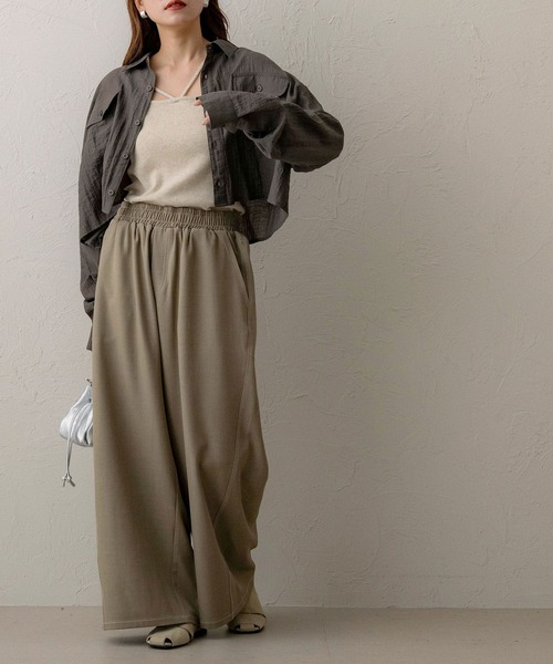 NOAHL(ノアル)の「【NOAHL】ステッチワイドイージーパンツ(その他パンツ・レディース・カーキ系/ブラウン・M/S)」の6枚目の写真