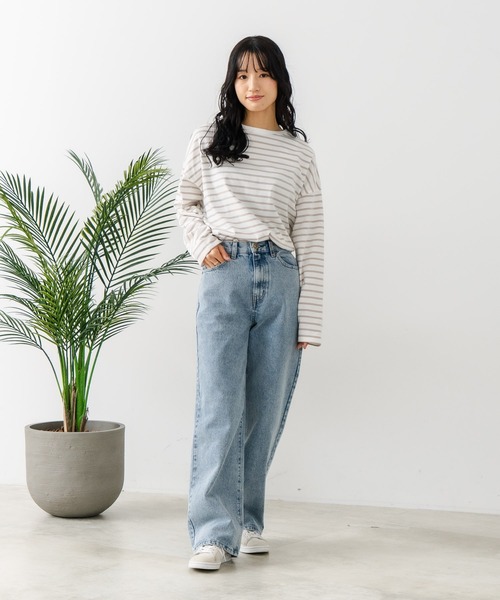 fort point(フォーポイント)の「【C-FORT POINT/フォートポイント】デニムワイドパンツ(デニムパンツ・レディース・スカイブルー/ブラック/ネイビー/ケミカルウォッシュ・MEDIUM/LARGE)」の14枚目の写真