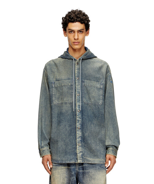 DIESEL デニムシャツD-DEWNY-HOOD 【コムドットやまと着用】 コムドットやまと着用DIESEL デニムシャツパーカーD-Dewny-Hood DIESEL