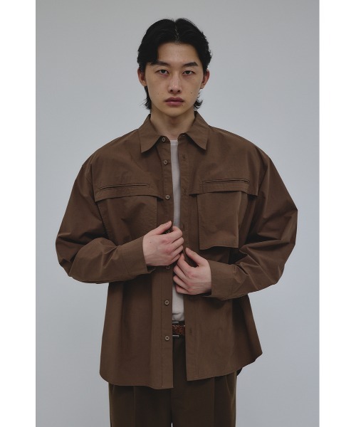 STYLEMIXER(スタイルミキサー)の「フラップポケットシャツ(シャツ/ブラウス・メンズ・ブラウン/ブラック/ライトベージュ・MEDIUM/LARGE)」の1枚目の写真